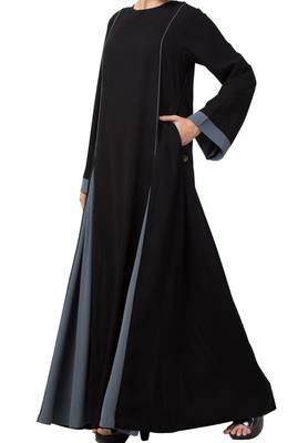 Flared Bottom Abaya Dress In Dual Color Made In kashibo Matte Fabric 4