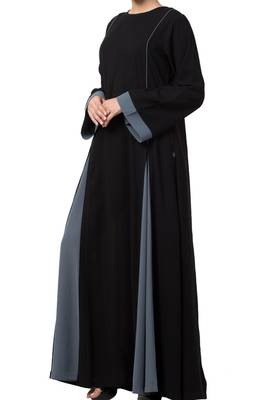 Flared Bottom Abaya Dress In Dual Color Made In kashibo Matte Fabric 5