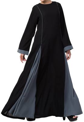 Flared Bottom Abaya Dress In Dual Color Made In kashibo Matte Fabric 6
