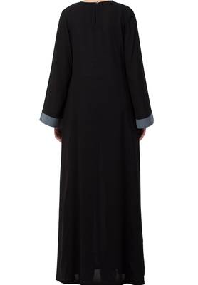 Flared Bottom Abaya Dress In Dual Color Made In kashibo Matte Fabric 8