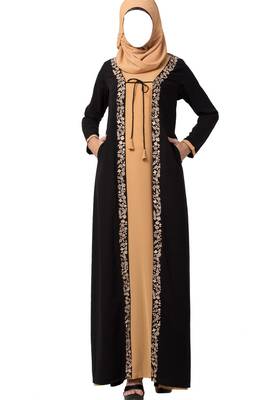 Two Piece Set Of Abaya And Embroidered Cardigan  Made In Nida Matte Fabric 1