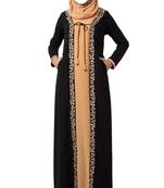 Two Piece Set Of Abaya And Embroidered Cardigan  Made In Nida Matte Fabric