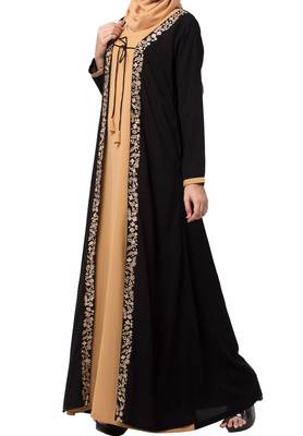 Two Piece Set Of Abaya And Embroidered Cardigan  Made In Nida Matte Fabric 4