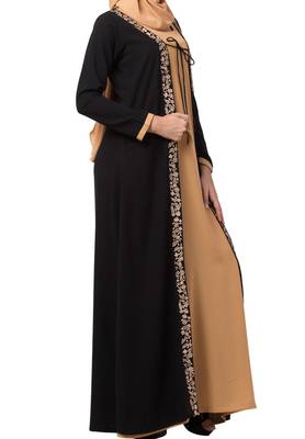 Two Piece Set Of Abaya And Embroidered Cardigan  Made In Nida Matte Fabric 5