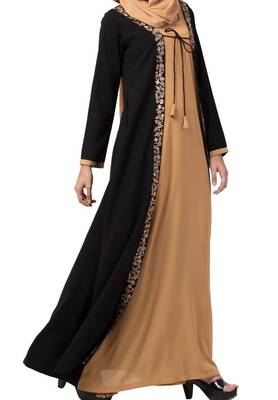 Two Piece Set Of Abaya And Embroidered Cardigan  Made In Nida Matte Fabric 6