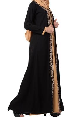 Two Piece Set Of Abaya And Embroidered Cardigan  Made In Nida Matte Fabric 7