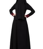 Black Abaya With Embroidery On Sleeves And Front Made In Nida Matte Fabric