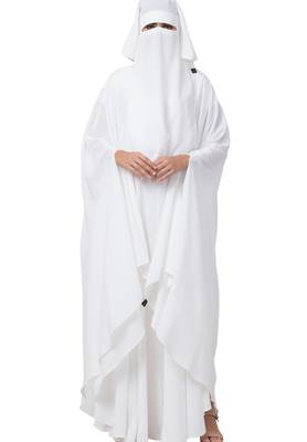 White Irani Kaftan And Naqaab Combo Made In kashibo Matte Fabric 2