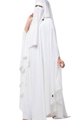 White Irani Kaftan And Naqaab Combo Made In kashibo Matte Fabric 4