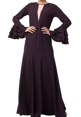Slim Fit Dress With Multi Layered Bell Sleeves Made In Nida Matte Fabric 2
