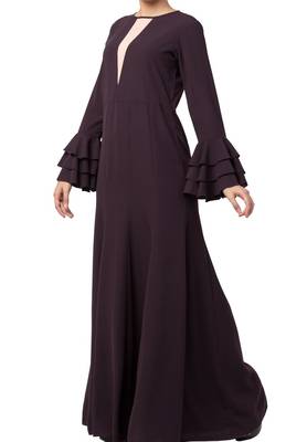 Slim Fit Dress With Multi Layered Bell Sleeves Made In Nida Matte Fabric 3