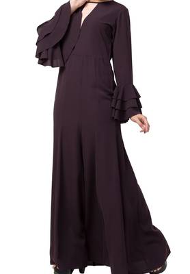 Slim Fit Dress With Multi Layered Bell Sleeves Made In Nida Matte Fabric 4