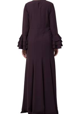 Slim Fit Dress With Multi Layered Bell Sleeves Made In Nida Matte Fabric 7