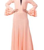 Slim Fit Dress With Multi Layered Bell Sleeves Made In Nida Matte Fabric