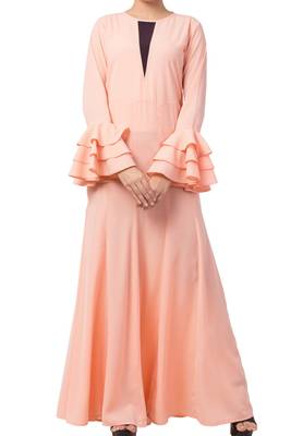 Slim Fit Dress With Multi Layered Bell Sleeves Made In Nida Matte Fabric 2
