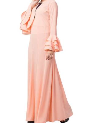 Slim Fit Dress With Multi Layered Bell Sleeves Made In Nida Matte Fabric 4