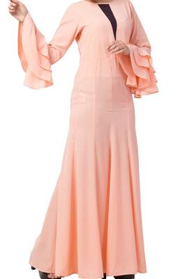 Slim Fit Dress With Multi Layered Bell Sleeves Made In Nida Matte Fabric 5