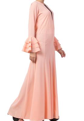 Slim Fit Dress With Multi Layered Bell Sleeves Made In Nida Matte Fabric 6