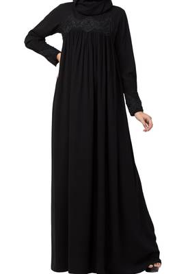 Lose Fit Abaya Like Dress With  Pearl Lace Work Made In kashibo Matte Fabric 3