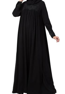 Lose Fit Abaya Like Dress With  Pearl Lace Work Made In kashibo Matte Fabric 4