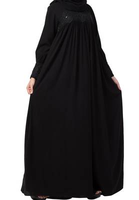 Lose Fit Abaya Like Dress With  Pearl Lace Work Made In kashibo Matte Fabric 6