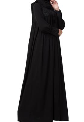 Lose Fit Abaya Like Dress With  Pearl Lace Work Made In kashibo Matte Fabric 7