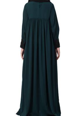 Lose Fit Abaya Like Dress With  Pearl Lace Work Made In kashibo Matte Fabric 8