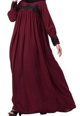 Lose Fit Abaya Like Dress With  Pearl Lace Work 2