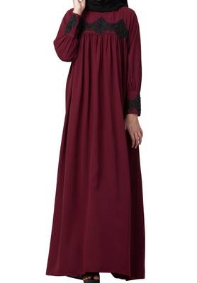 Lose Fit Abaya Like Dress With  Pearl Lace Work 4