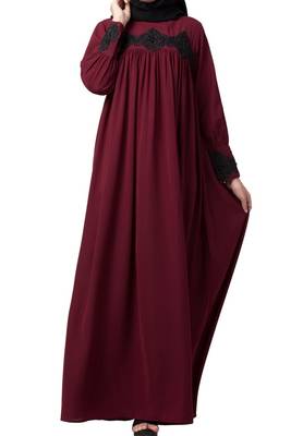 Lose Fit Abaya Like Dress With  Pearl Lace Work 5