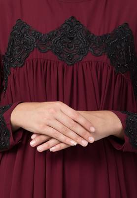 Lose Fit Abaya Like Dress With  Pearl Lace Work 7
