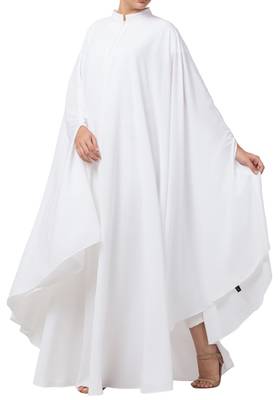 White Plain Irani Kaftan In kashibo Matte Fabric Made In kashibo Matte Fabric 7