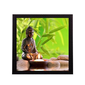 Lord Buddha With Candle Satin Matt Texture UV Art Painting 1