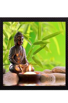 Lord Buddha With Candle Satin Matt Texture UV Art Painting