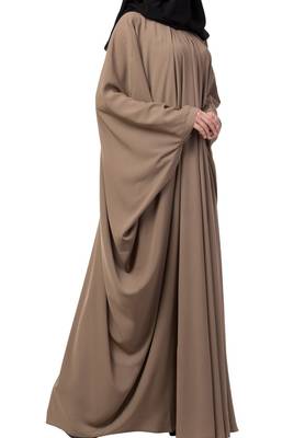 Simple Yet Elegant Islamic Kaftan Abaya With Pleats On Neck Made In kashibo Matte Fabric 5