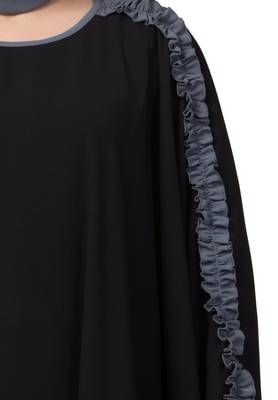 Modern Kaftan With Open Side Slits And Ruffles On Sleeves Made In kashibo Matte Fabric 2