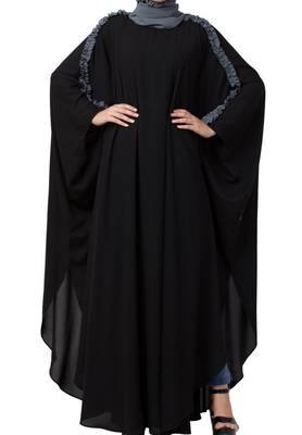 Modern Kaftan With Open Side Slits And Ruffles On Sleeves Made In kashibo Matte Fabric 4