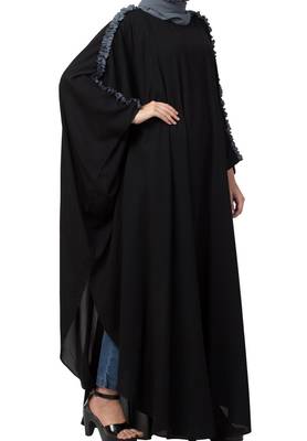 Modern Kaftan With Open Side Slits And Ruffles On Sleeves Made In kashibo Matte Fabric 7