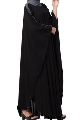 Modern Kaftan With Open Side Slits And Ruffles On Sleeves Made In kashibo Matte Fabric 8