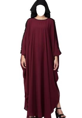 Modern Kaftan With Open Side Slits And Ruffles On Sleeves Made In kashibo Matte Fabric 2