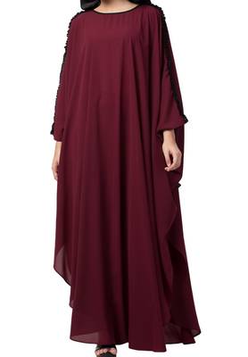 Modern Kaftan With Open Side Slits And Ruffles On Sleeves Made In kashibo Matte Fabric 3