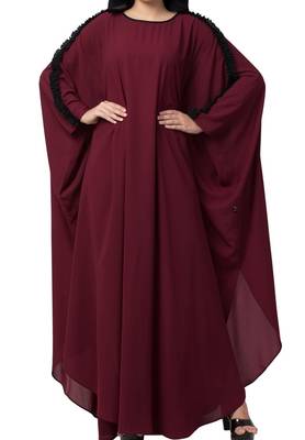 Modern Kaftan With Open Side Slits And Ruffles On Sleeves Made In kashibo Matte Fabric 4