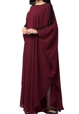 Modern Kaftan With Open Side Slits And Ruffles On Sleeves Made In kashibo Matte Fabric 6