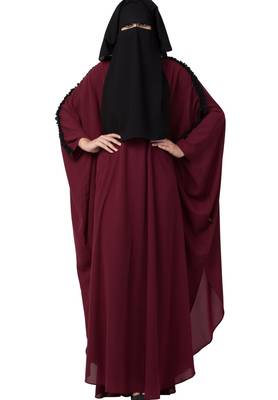 Modern Kaftan With Open Side Slits And Ruffles On Sleeves Made In kashibo Matte Fabric 8
