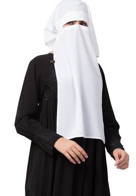 White Naqaab For Any Abaya Made In kashibo Matte Fabric 3