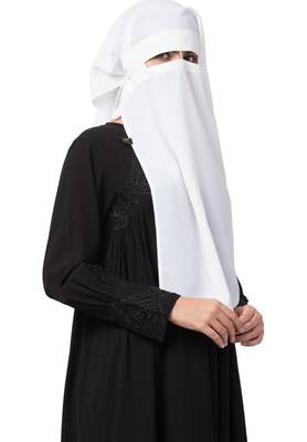 White Naqaab For Any Abaya Made In kashibo Matte Fabric 4