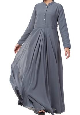 Abaya Length Dress For Muslim Woman In Dual Layer Made In kashibo Matte And Fine Georgette Fabrics 1