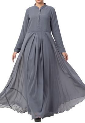 Abaya Length Dress For Muslim Woman In Dual Layer Made In kashibo Matte And Fine Georgette Fabrics 2