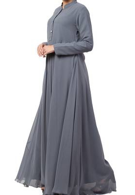 Abaya Length Dress For Muslim Woman In Dual Layer Made In kashibo Matte And Fine Georgette Fabrics 3