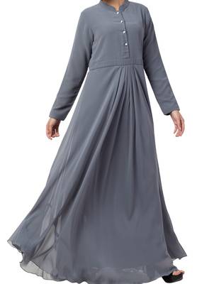Abaya Length Dress For Muslim Woman In Dual Layer Made In kashibo Matte And Fine Georgette Fabrics 5